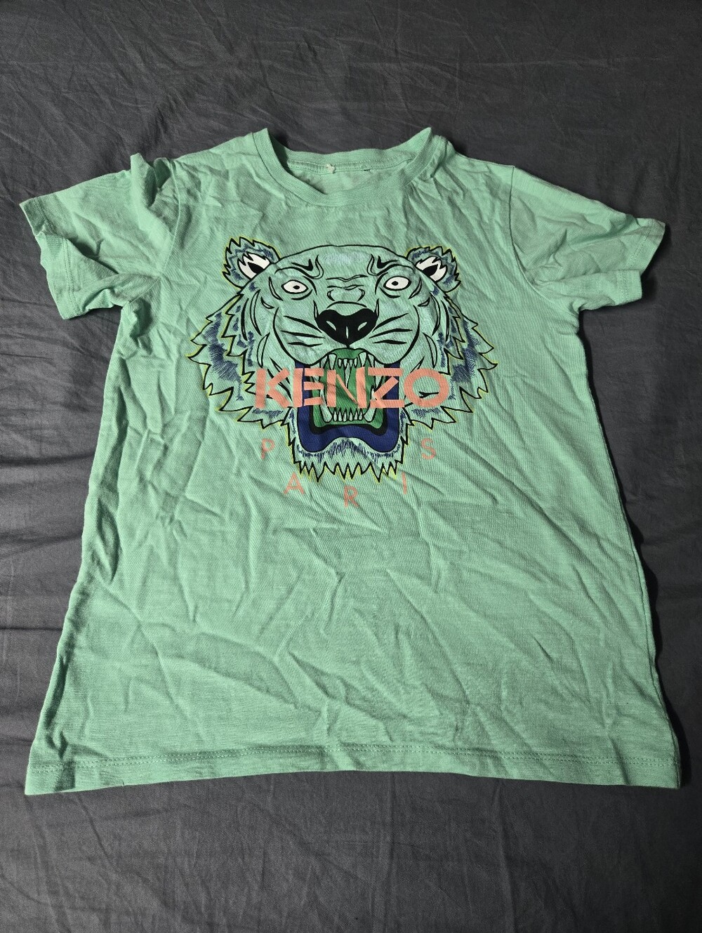 Kenzo Kids Mint Green Tiger Face Tee
